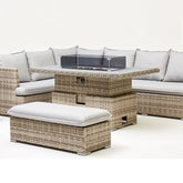 Buxton Rattan Corner Dining Set With Fire Pit & Ice Bucket